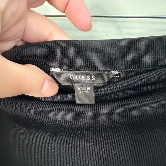 GUESS Womens Sheer Inset Mini Pencil Skirt Large Stretch Black - Picture 7 of 9